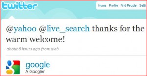 Google ringrazia Yahoo! e Microsoft su Twitter.